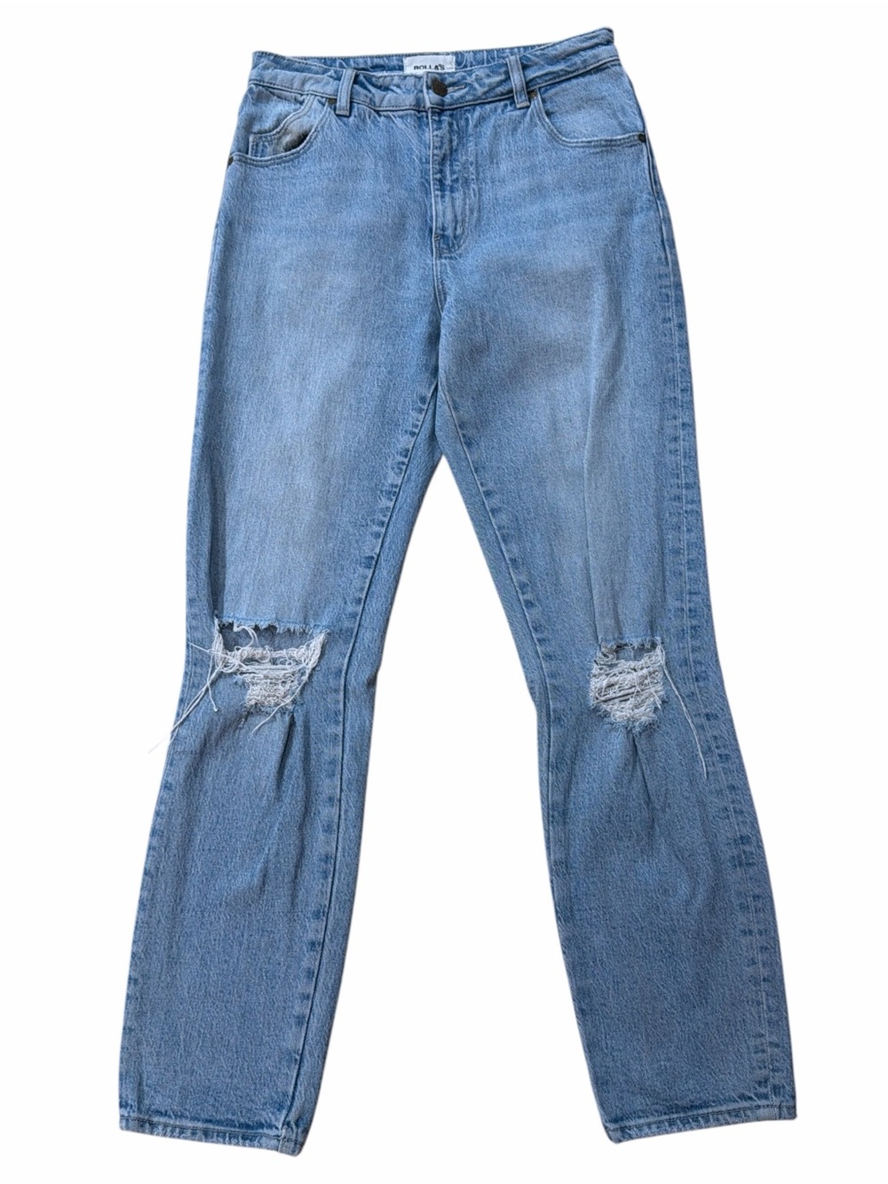 ROLLA’S Miller Mid High Rise Slim Distressed Straight Leg Jeans